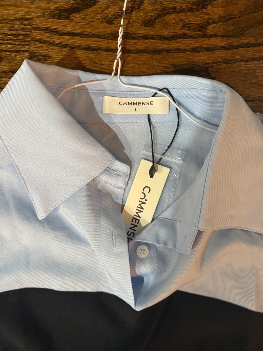 Commense Light Blue and Black Colorblock Button-Down Top - Picture 6 of 6
